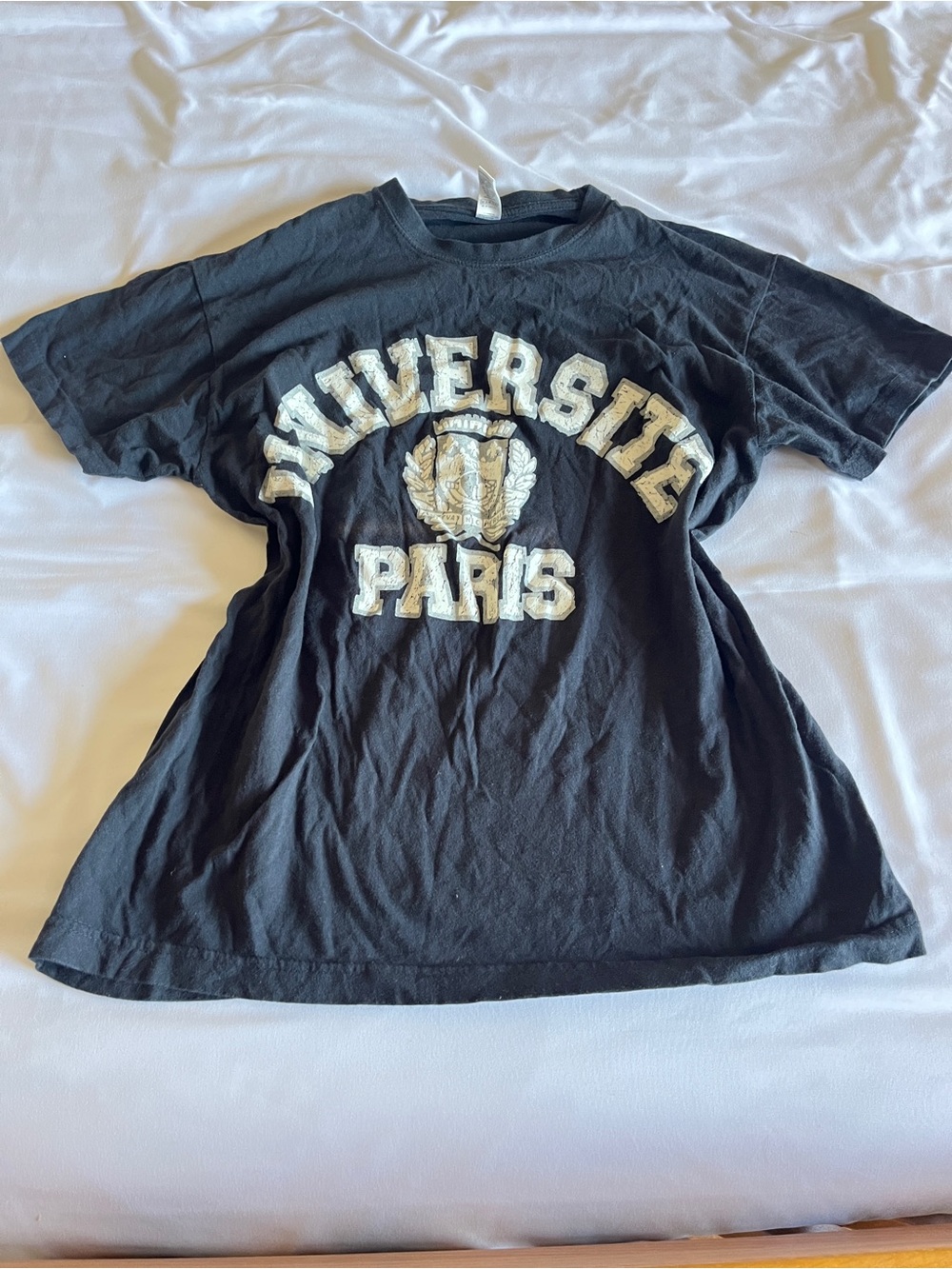 SOL'S Regent Black Cotton Graphic Tee Shirt Université Paris Size S Small